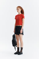 DUSTY TYPO GRAPHIC CROP TOP IN CHARCOAL GREY image 5