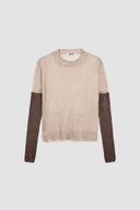 HAND WARMER LAYERED PULLOVER IN BEIGE image 2