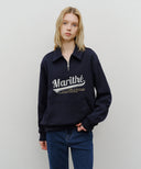 BASEBALL LOGO COLLAR HALF ZIPUP SWEATSHIRT IN NAVY image 7