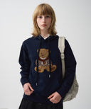 BOUCLE DOODLE BEAR HOODIE IN OATMEAL image 5