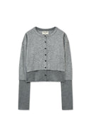 LAYERED TEXTURE KNIT CARDIGAN IN GRAY image 10