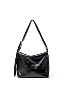 EMBOSSED LOGO LEATHER SHOULDER BAG IN BURGUNDY image 1