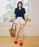 W DENIM SHORTS IN ECRU image 16