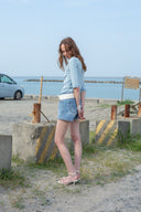 STITCH POINT DENIM SHORTS IN BLUE image 8