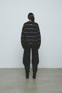 HAIRY STRIPE PIQUE KNIT TOP IN BROWN image 8