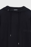 BACK OPEN HOODY JERSEY DRESS IN BLACK image 4