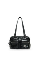 DOUBLE POCKET BRICK SHOULDER BAG IN BLACK image 1