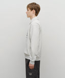BASEBALL LOGO COLLAR HALF ZIPUP SWEATSHIRT IN LIGHT HEATHER GREY image 2
