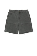 HERINGBONE RAW CUT DENIM SHORTS IN GRAY image 14