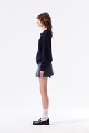 BACK LOGO JACQUARD MESH KNIT ZIP UP IN NAVY image 8