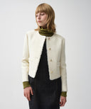 W FRINGE TWEED JACKET IN IVORY image 1