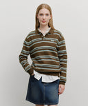 REGULAR LOGO STRIPE POLO KNIT IN CAMEL image 11