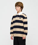 KIDS MICRO CLASSIC LOGO RUGBY STRIPE SWEATSHIRT IN NAVY