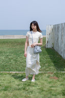 SLIT BUTTON POINT CROP TOP IN IVORY image 13