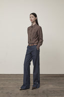 BACK TUCK DETAIL DENIM LIKE PANTS IN NAVY image 18
