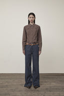 BACK TUCK DETAIL DENIM LIKE PANTS IN NAVY image 5