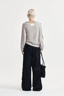 WEAVING LONG SLEEVE TOP IN LIGHT GRAY image 7