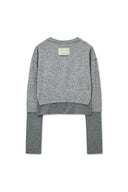 LAYERED TEXTURE KNIT CARDIGAN IN GRAY image 2