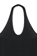 LAYERED TIE HALTER NECK KNIT TOP IN BLACK image 20