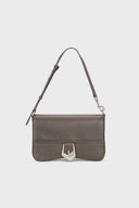 BOLD BUCKLE LEATHER SHOULDER BAG IN BLACK image 6