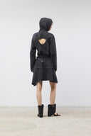 BACK OPEN HOODY JERSEY DRESS IN CHARCOAL GREY image 10