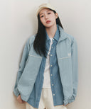 CLASSIC LOGO HIGH NECK WIND JACKET IN ASH BLUE image 7
