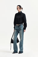 CROPPED EMBROIDERY BACK LOGO JUMPER IN STRONG BLACK image 20