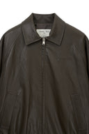 SMALL LOGO FAUX LEATHER ZIP UP JUMPER IN BROWN image 15