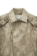 FAUX LEATHER BELTED RIDER JUMPER IN CHARCOAL GREY image 16