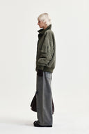 HIGH NECK BUTTON POINT ZIP UP JUMPER IN KHAKI image 5