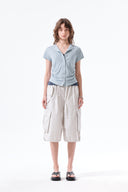 WASHED COTTON PATCH POCKET BERMUDA PANTS IN CHARCOAL GREY image 6