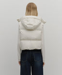 W CIRCLE LOGO CROP HOODED DOWN VEST IN IVORY image 3