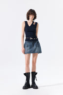 CARGO MINI DENIM SKORT IN BLUE image 9
