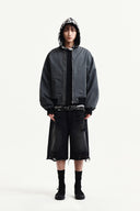 DESTROYED BERMUDA DENIM PANTS FOR MEN IN BLACK image 11