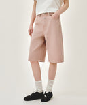W LONG BERMUDA DENIM PANTS IN DUST PINK image 13