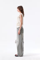 POCKET WASHED KNIT VEST IN LIGHT BEIGE image 7