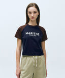 W REGULAR LOGO RAGLAN CROP TEE IN BROWN image 1