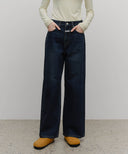 W WIDE DENIM PANTS IN DARK BLUE image 14