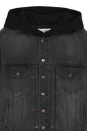 WESTERN PANEL HOODED DENIM JUMPER IN BLACK