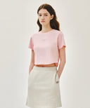 W SILVER LETTERING CROP TEE IN PINK image 11