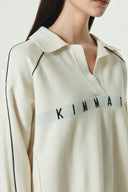OVERSIZE PIQUE PULLOVER IN IVORY image 10