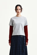 GRAFFITI LOGO STRIPE LAYERED TOP IN GRAY image 6