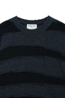 TEXTURE BLOCK STRIPE KNIT PULLOVER IN NAVY image 3