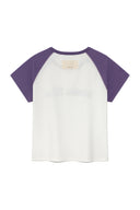 FLOWER STITCH RAGLAN LOGO TOP IN PURPLE image 2