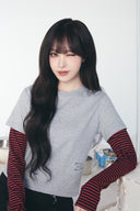 GRAFFITI LOGO STRIPE LAYERED TOP IN GRAY image 11
