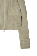 WASHED SLIM BIKER JUMPER IN LIGHT KHAKI image 14