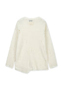ASYMMETRIC DAMAGED KNIT PULLOVER IN IVORY image 2