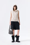 BACK LOGO JERSEY HOOD VEST IN BEIGE image 10