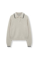 BACK LOGO COLLAR KNIT TOP FOR WOMEN IN IVORY image 10