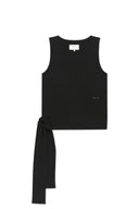 HEM TIE DETAIL SLEEVELESS TOP IN BLACK image 11